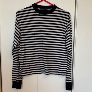 Brandy Melville Black and White Striped Top